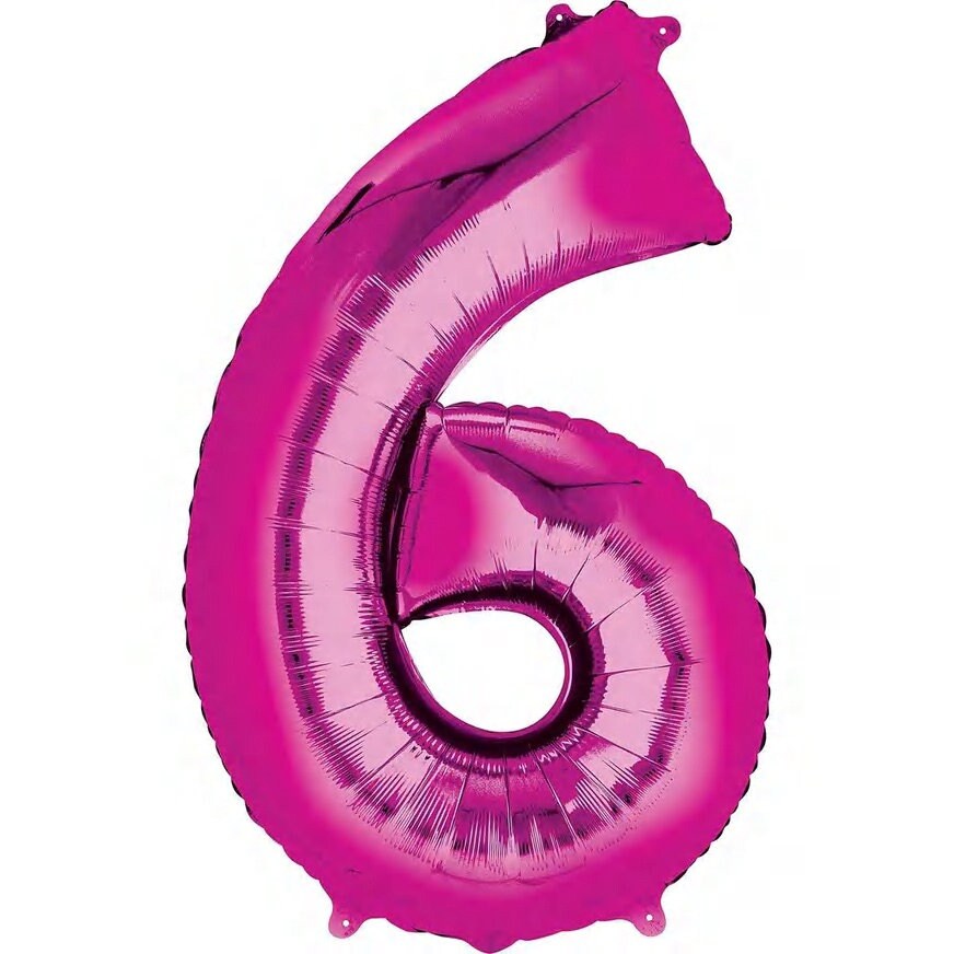 34" Bright Pink Number Balloon: Foil Mylar Party Decoration