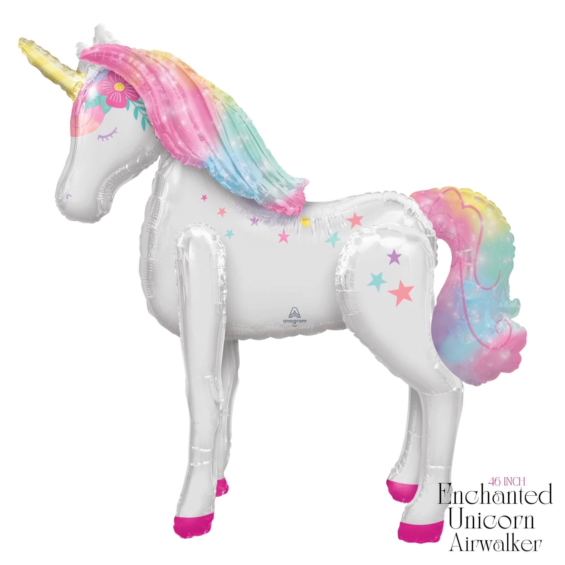 46" Tall Unicorn Airwalker | Magical Unicorn Airwalker | Enchanted Unicorn Foil Balloon | Jumbo Unicorn Balloon | Pink Unicorn Birthday