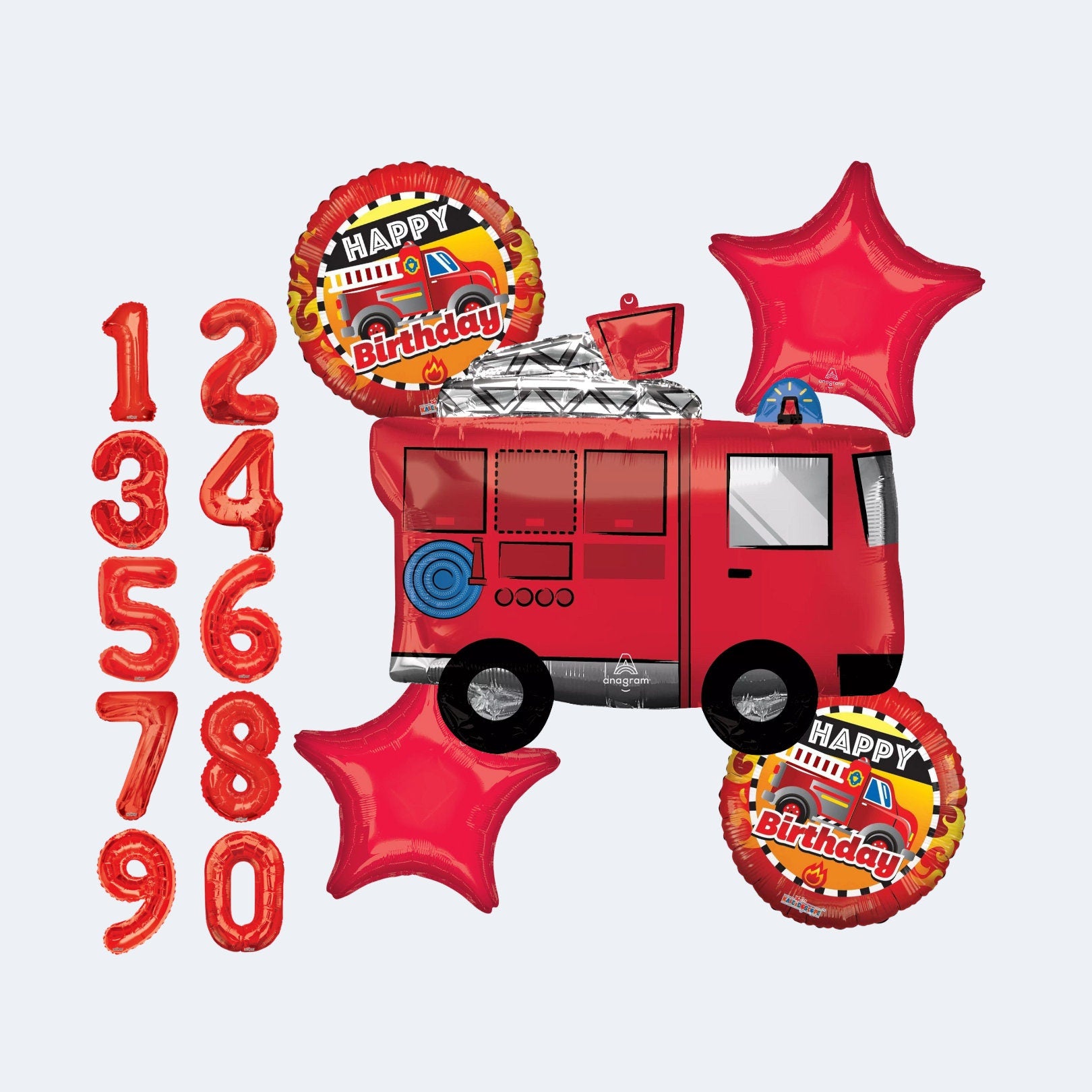 Fire Truck Birthday Balloons: First Responders Party Decor