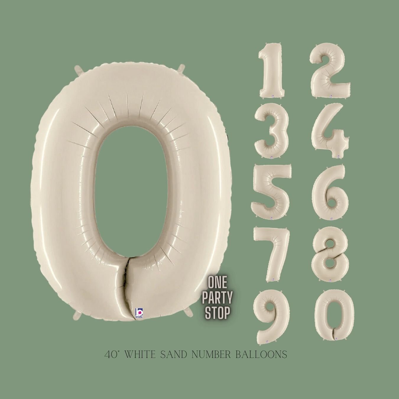 White Sand Number Balloons | Giant 34 inch Mylar Number Balloons | White Sand Birthday Balloons | Birthday Photo shoot | Birthday Balloons