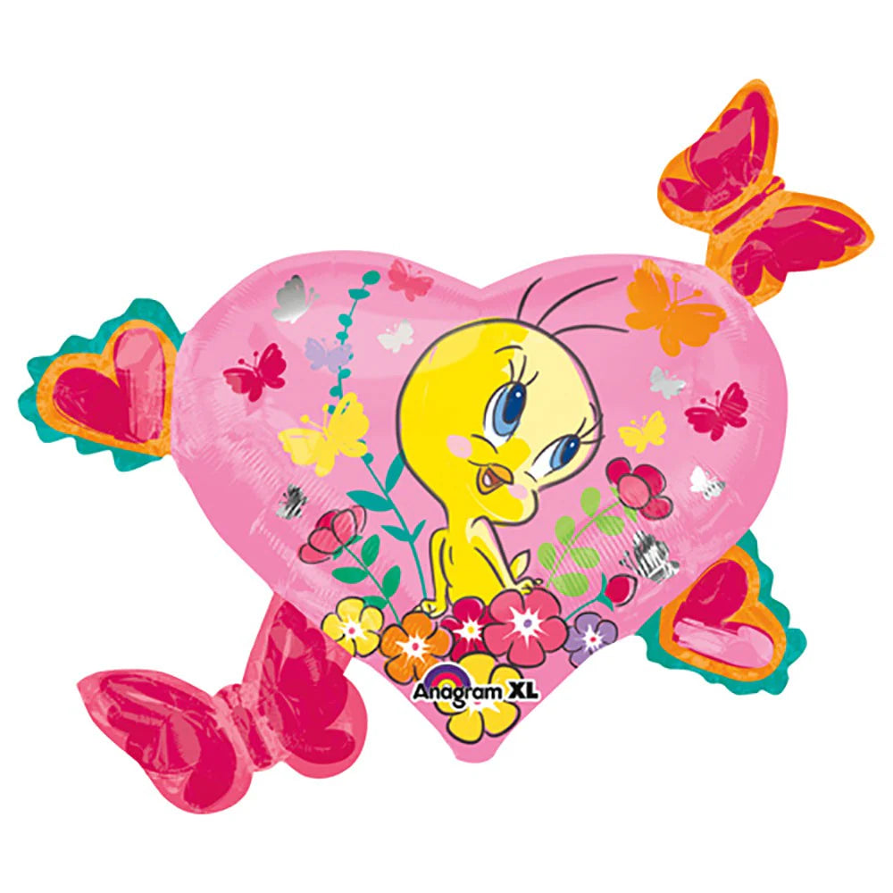 30 inch TWEETY HEARTS & BUTTERFLIES SUPERSHAPE