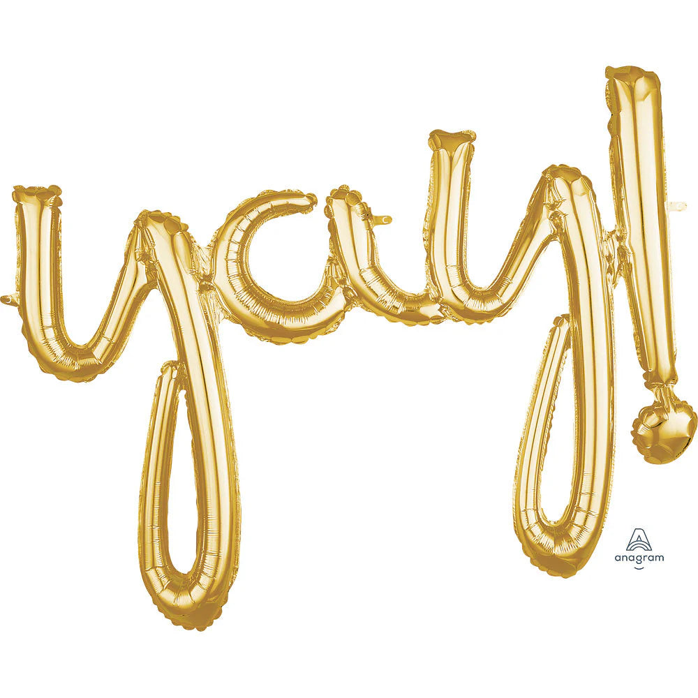 35″ SCRIPT PHRASE: "YAY!" - GOLD (AIR-FILL ONLY)