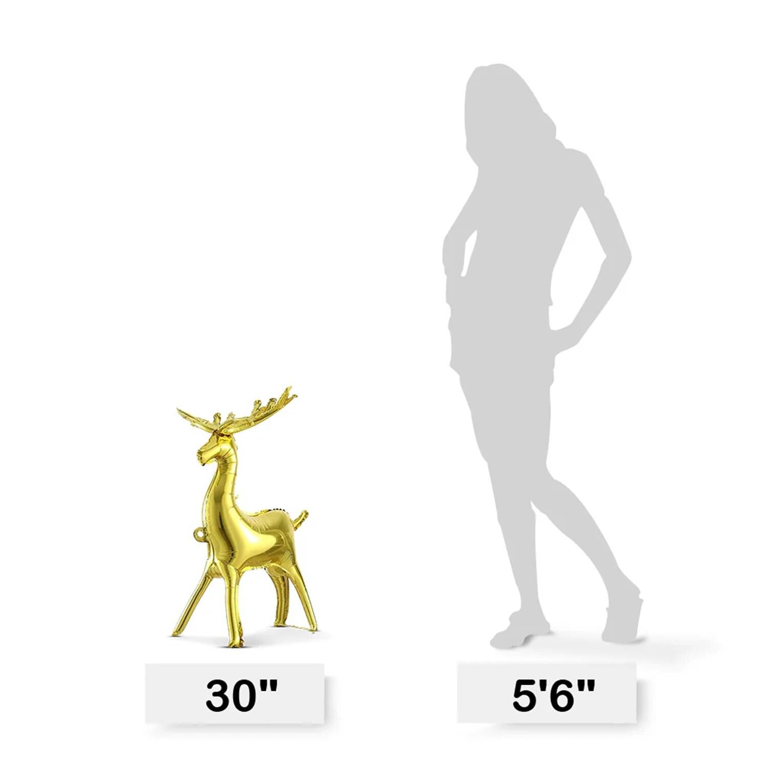 Gold 3D Reindeer Balloon: Christmas Winter Decor