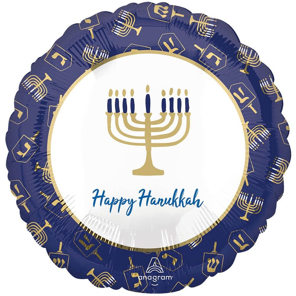 Hanukkah Balloon Bouquet: Menorah & Star Foil Mylar Decor