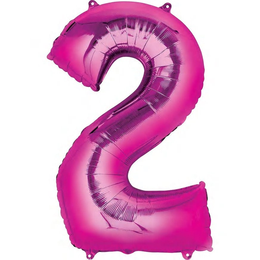 34" Bright Pink Number Balloon: Foil Mylar Party Decoration