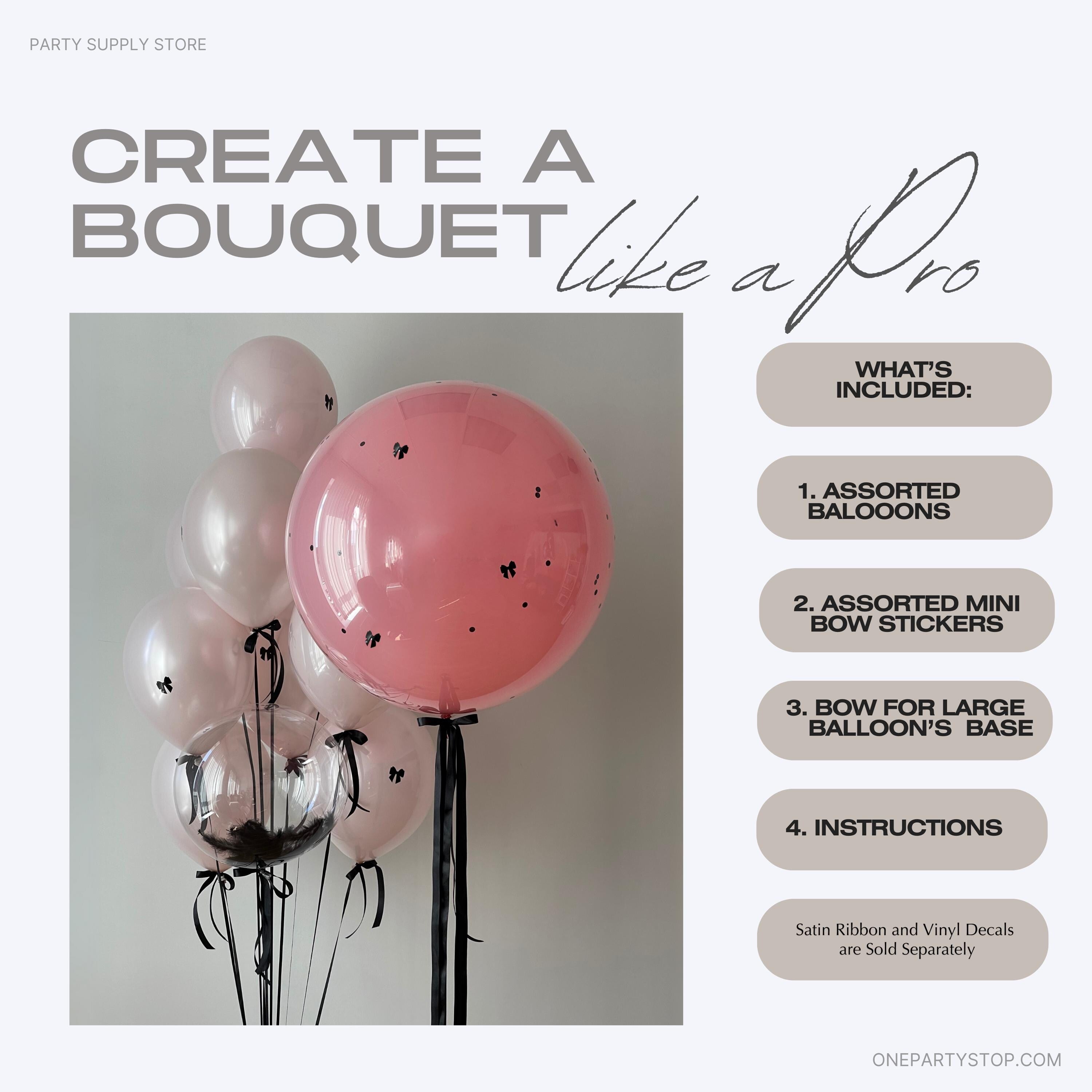 Coquette Bow Balloon Bouquet: Pink Birthday Party Decor