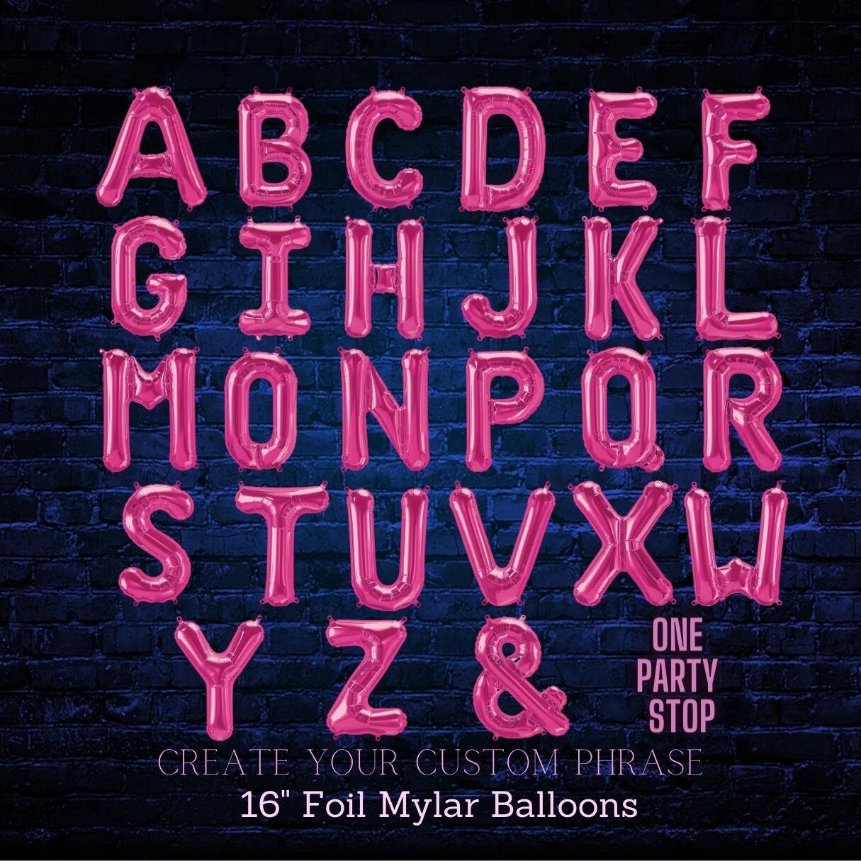 Custom Letter Balloon Banner: 16'' Gold, Silver, & Rose Gold Mylar