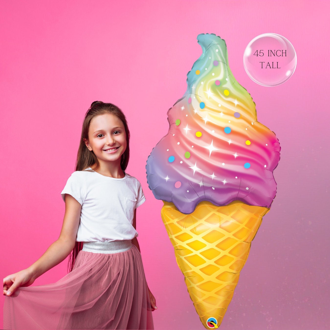 Donut Party Balloon: Pink Foil Mylar, Sweets Theme