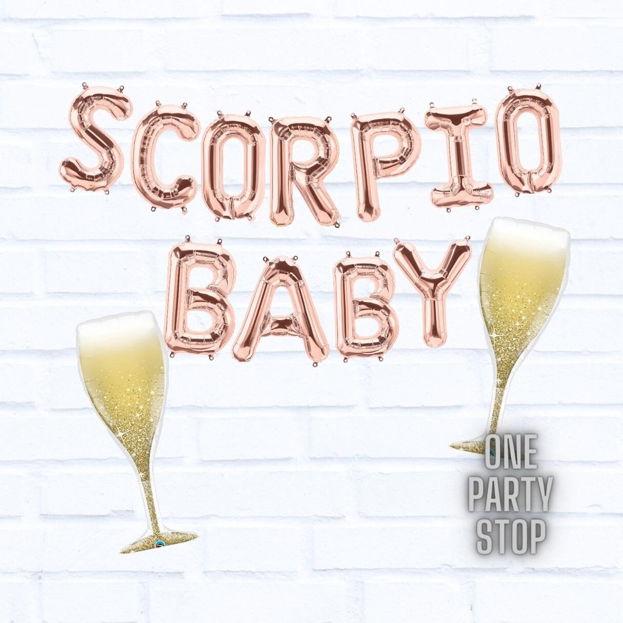 Scorpio Birthday Balloon Banner: Rose Gold Astrology Party Decor