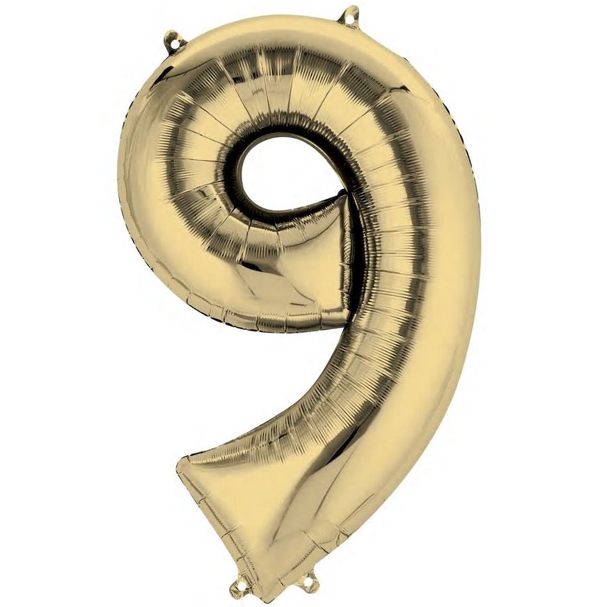 34" White Gold Number Balloon: Foil Mylar Party Decor