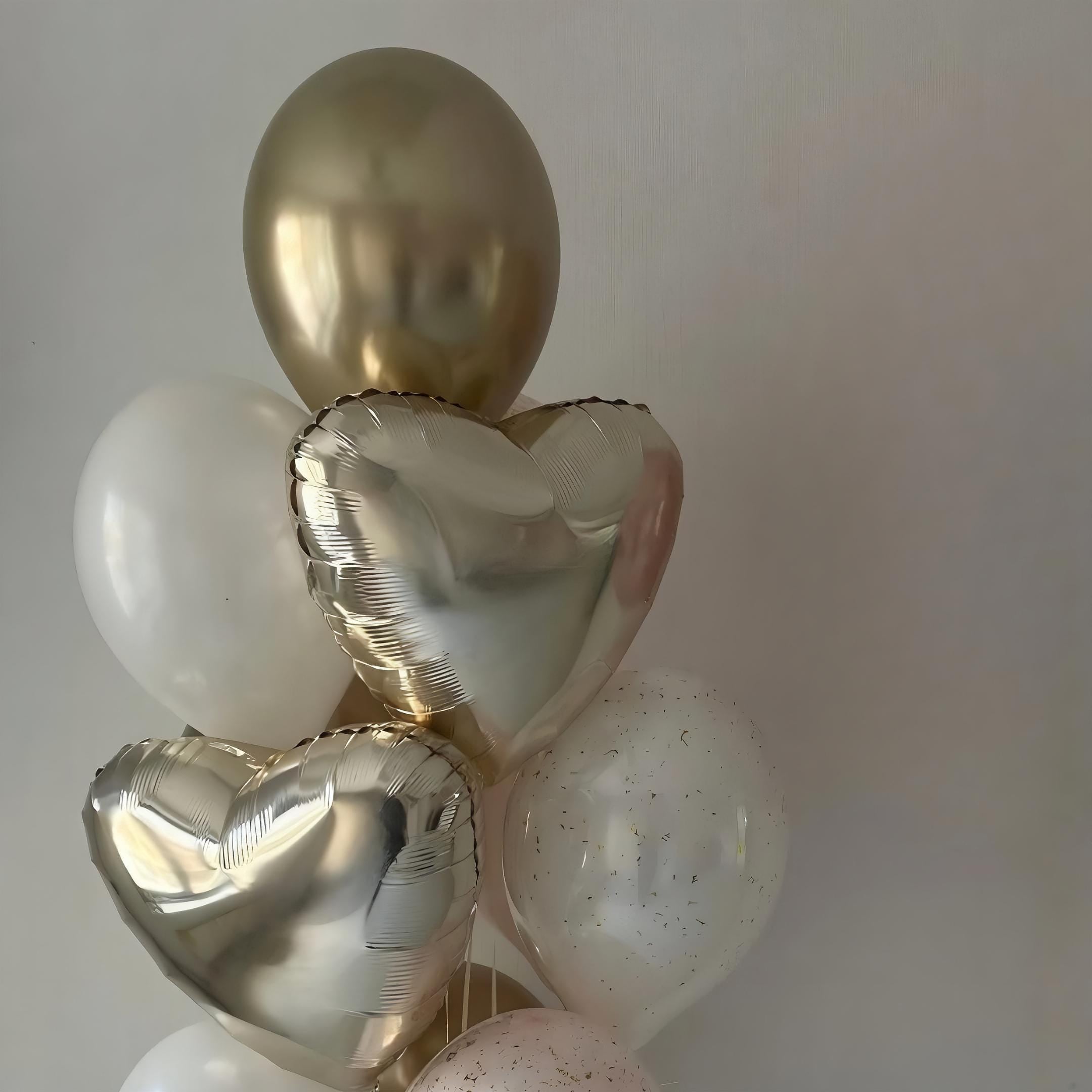 White, Gold & Blush Balloon Bouquet: Elegant Party Decor