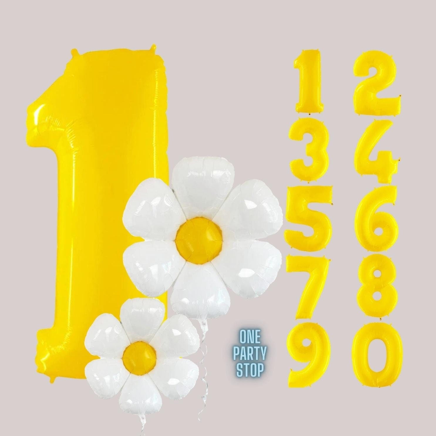 Daisy Number Balloon Bouquet: Groovy Birthday Party Decor