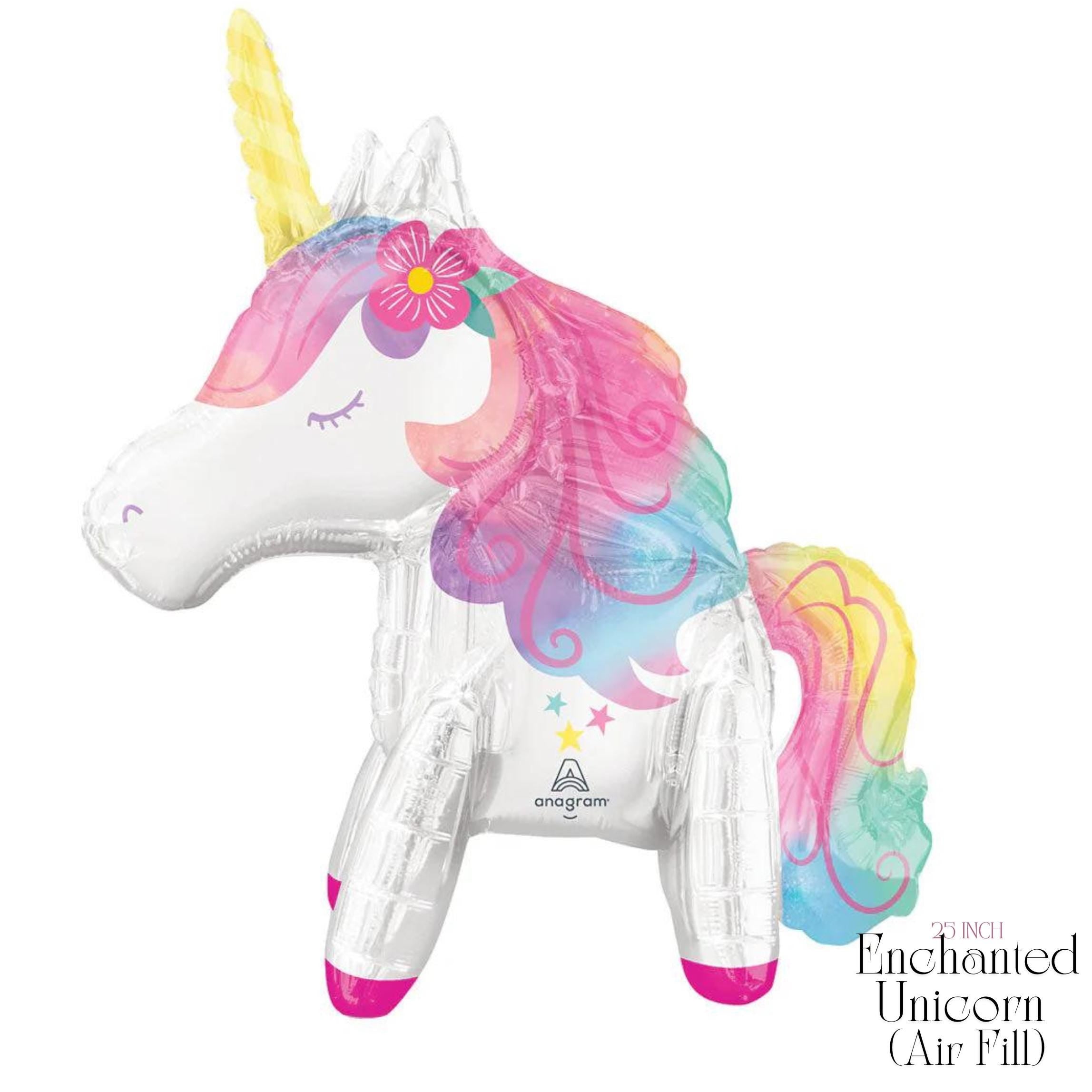 46" Tall Unicorn Airwalker | Magical Unicorn Airwalker | Enchanted Unicorn Foil Balloon | Jumbo Unicorn Balloon | Pink Unicorn Birthday