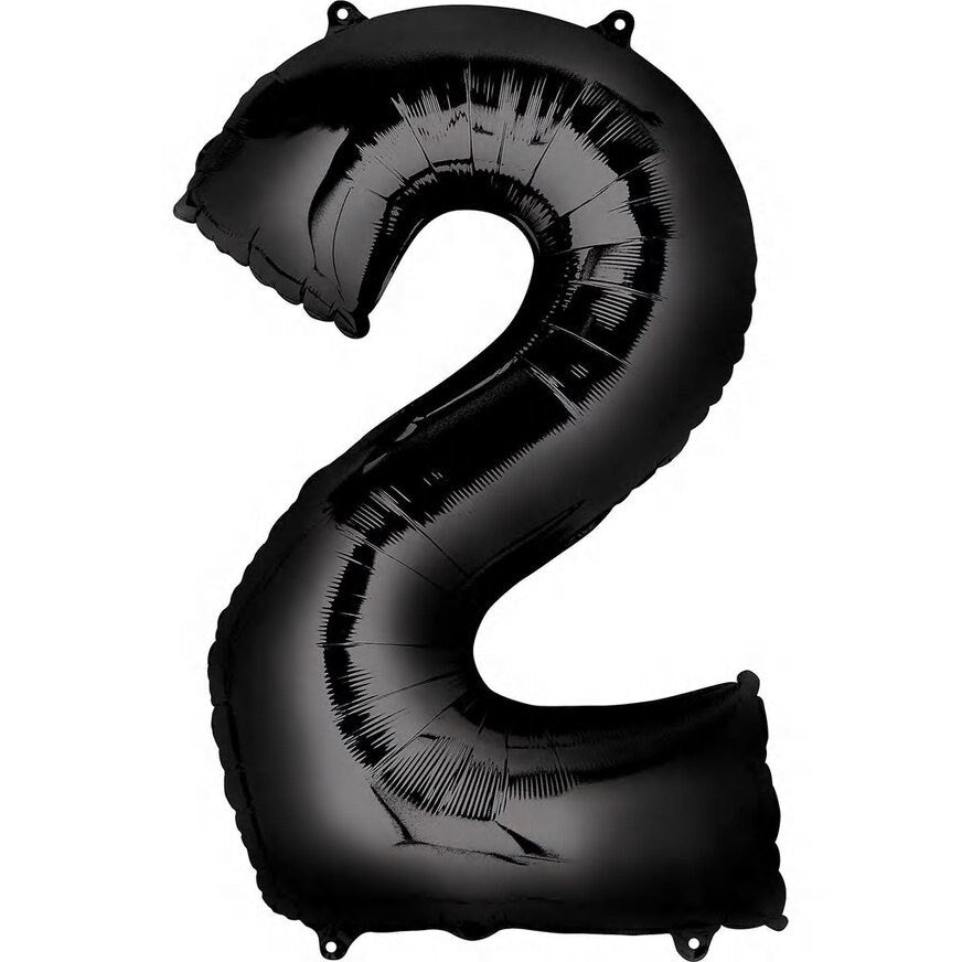 34" Black Number Foil Balloons: Birthday, Anniversary, Party Decor