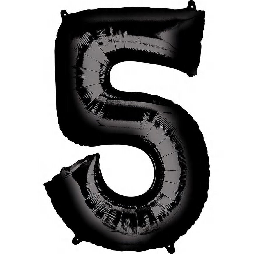 34" Black Number Foil Balloons: Birthday, Anniversary, Party Decor