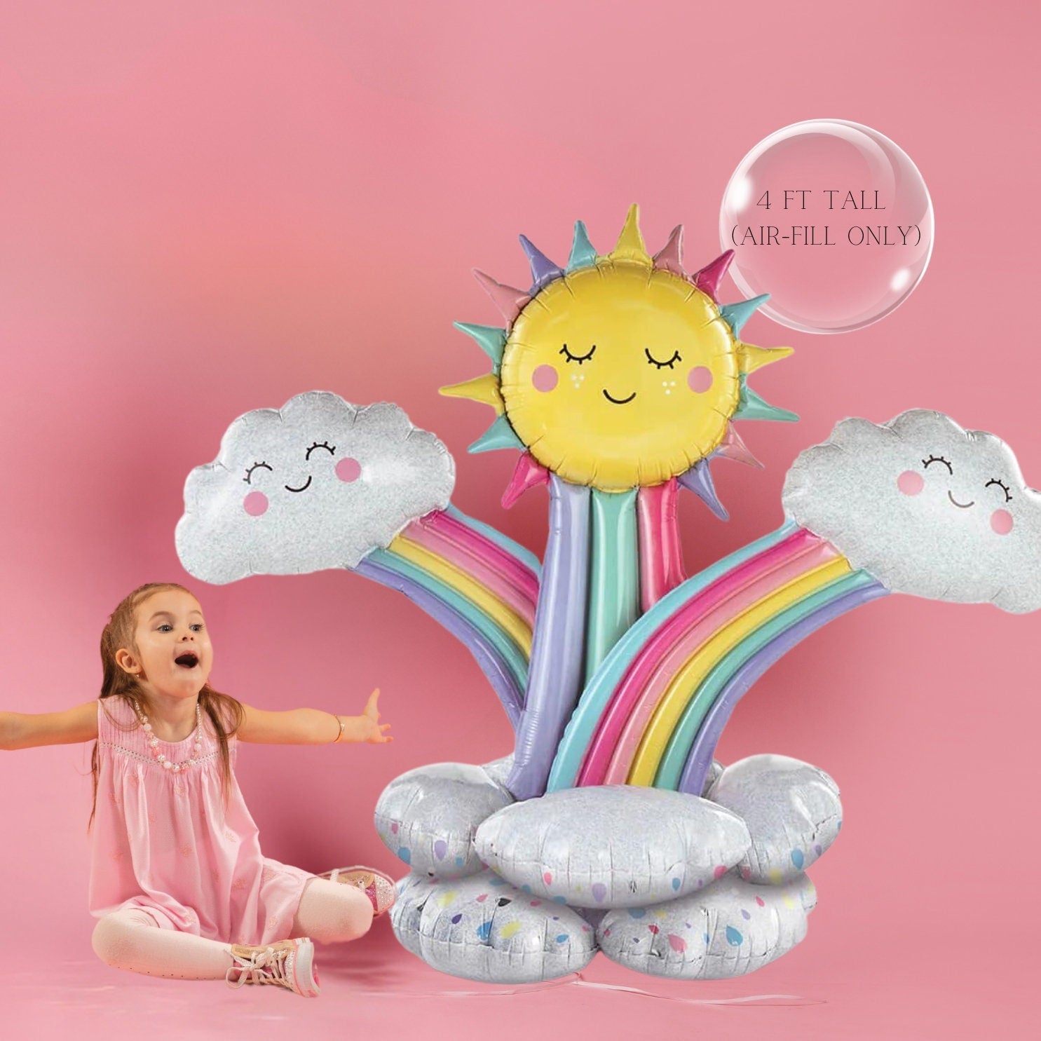 Rainbow Balloon Stacker: Unicorn Birthday Party Decor (Air Fill)
