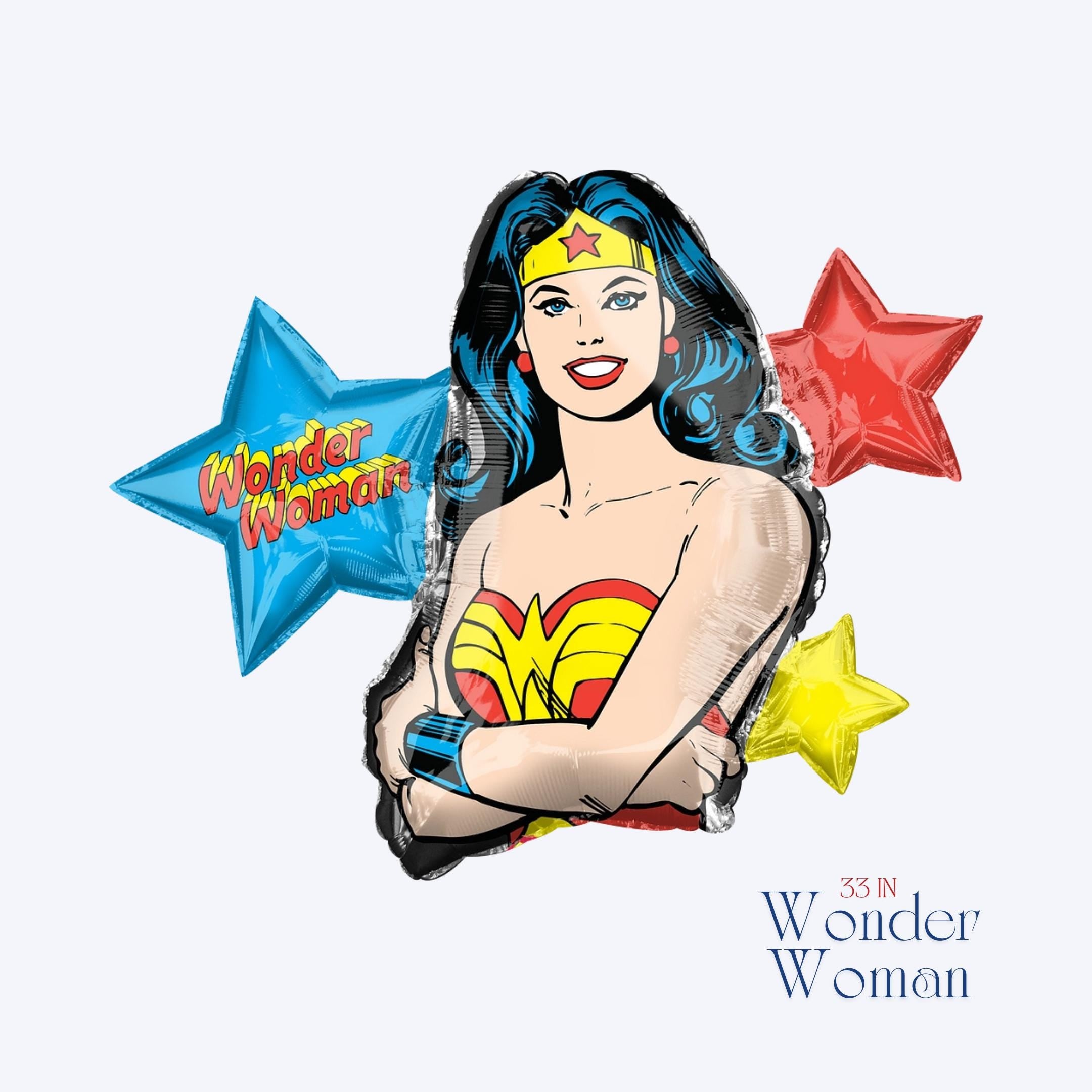 Wonder Woman Balloon: 33" Foil Mylar, Boss's Day Party Decor