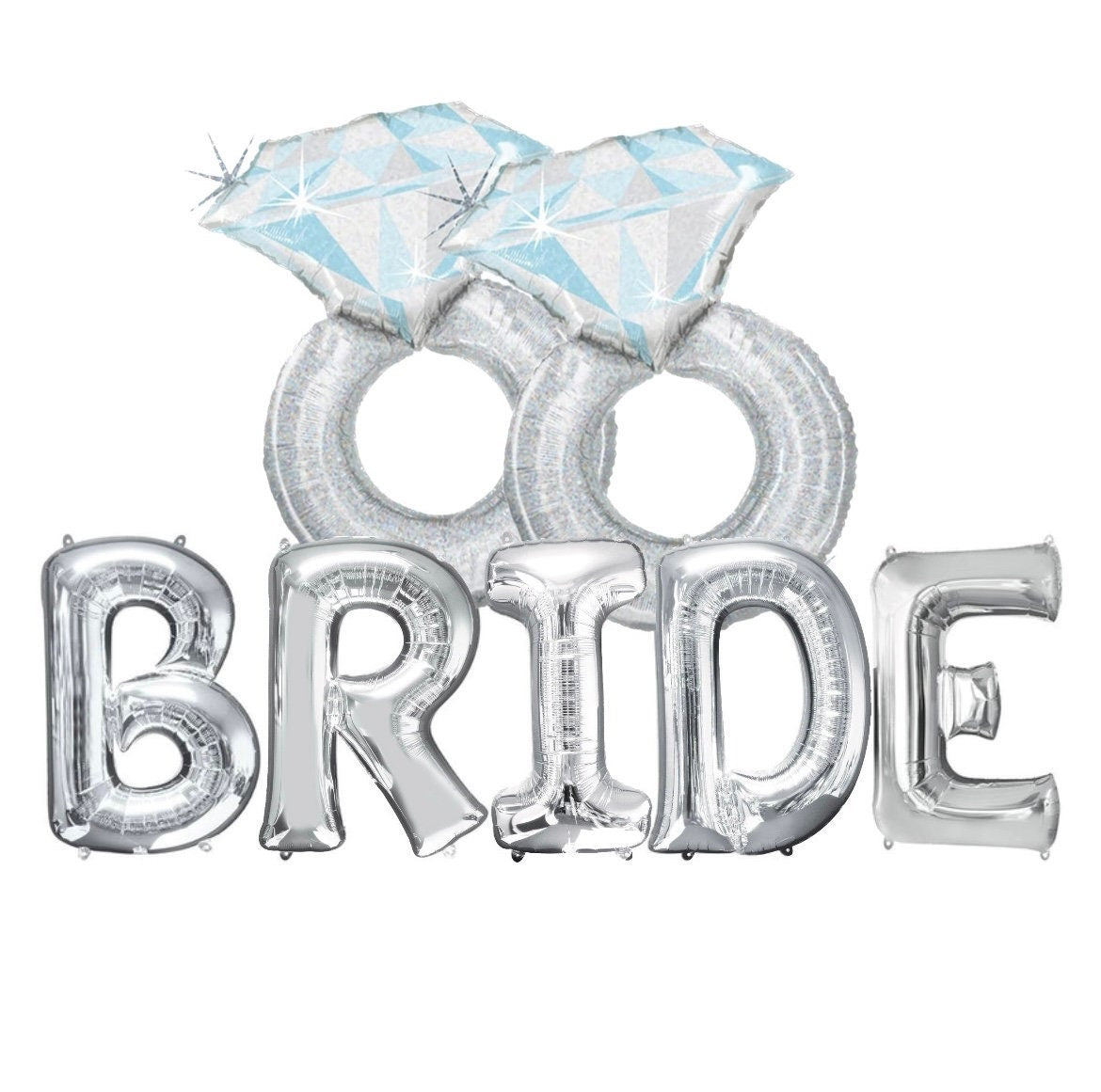 BRIDE Balloons - Silver Jumbo, 34in | Bachelorette Party Decorations | Wedding Party | Engagement Party | Bridal Room Decor | Bach Decor