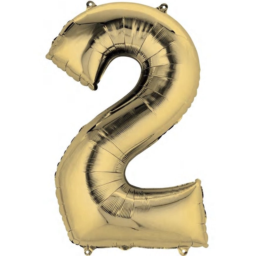 34" White Gold Number Balloon: Foil Mylar Party Decor