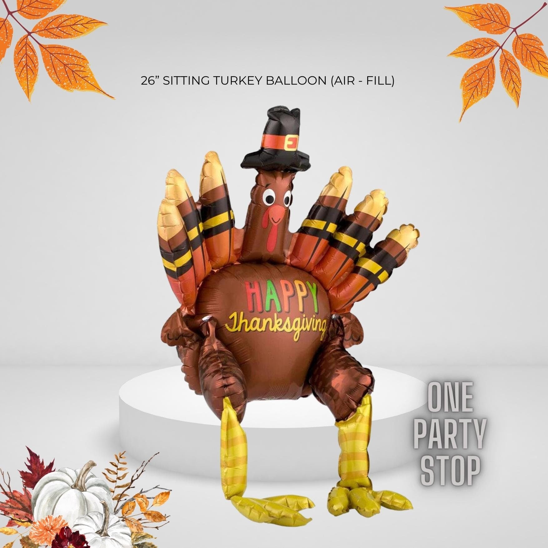 Thanksgiving Balloon Bouquet: Pilgrim Turkey, Fall Decor