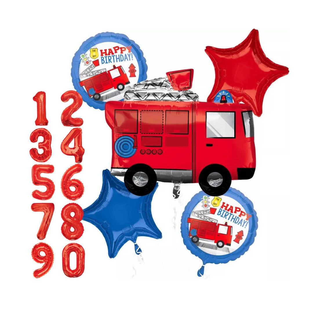 Fire Truck Birthday Balloons: First Responder Party Decor