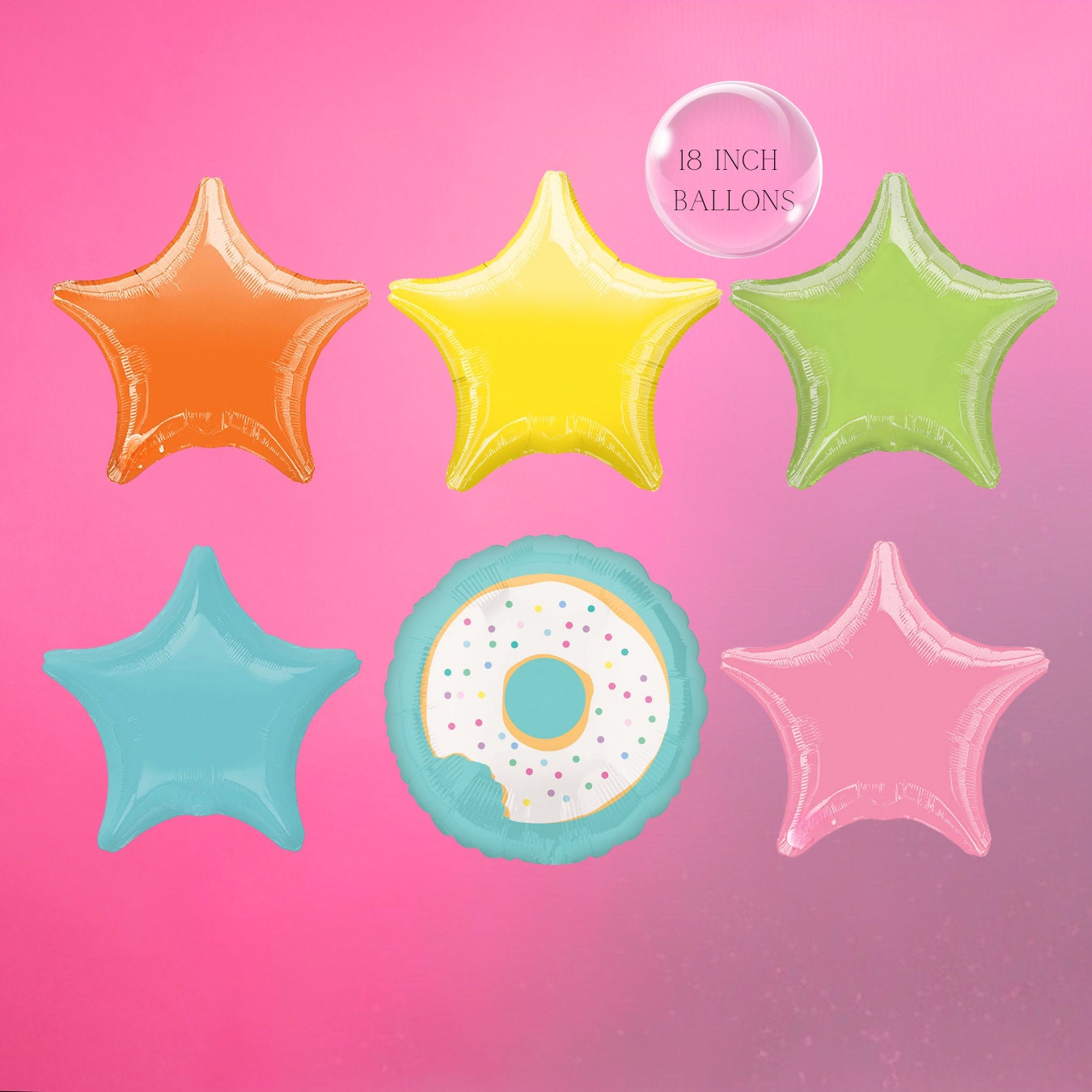 Donut Party Balloon: Pink Foil Mylar, Sweets Theme