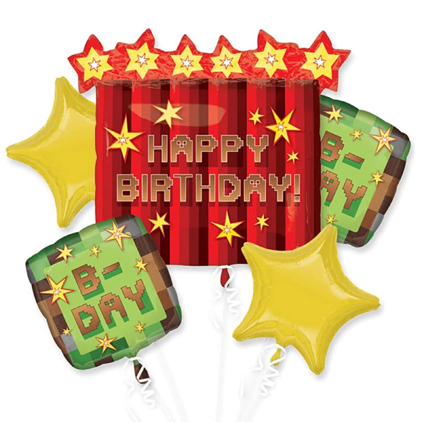 TNT Pixel Foil Balloon Bouquet: Video Game Birthday Party