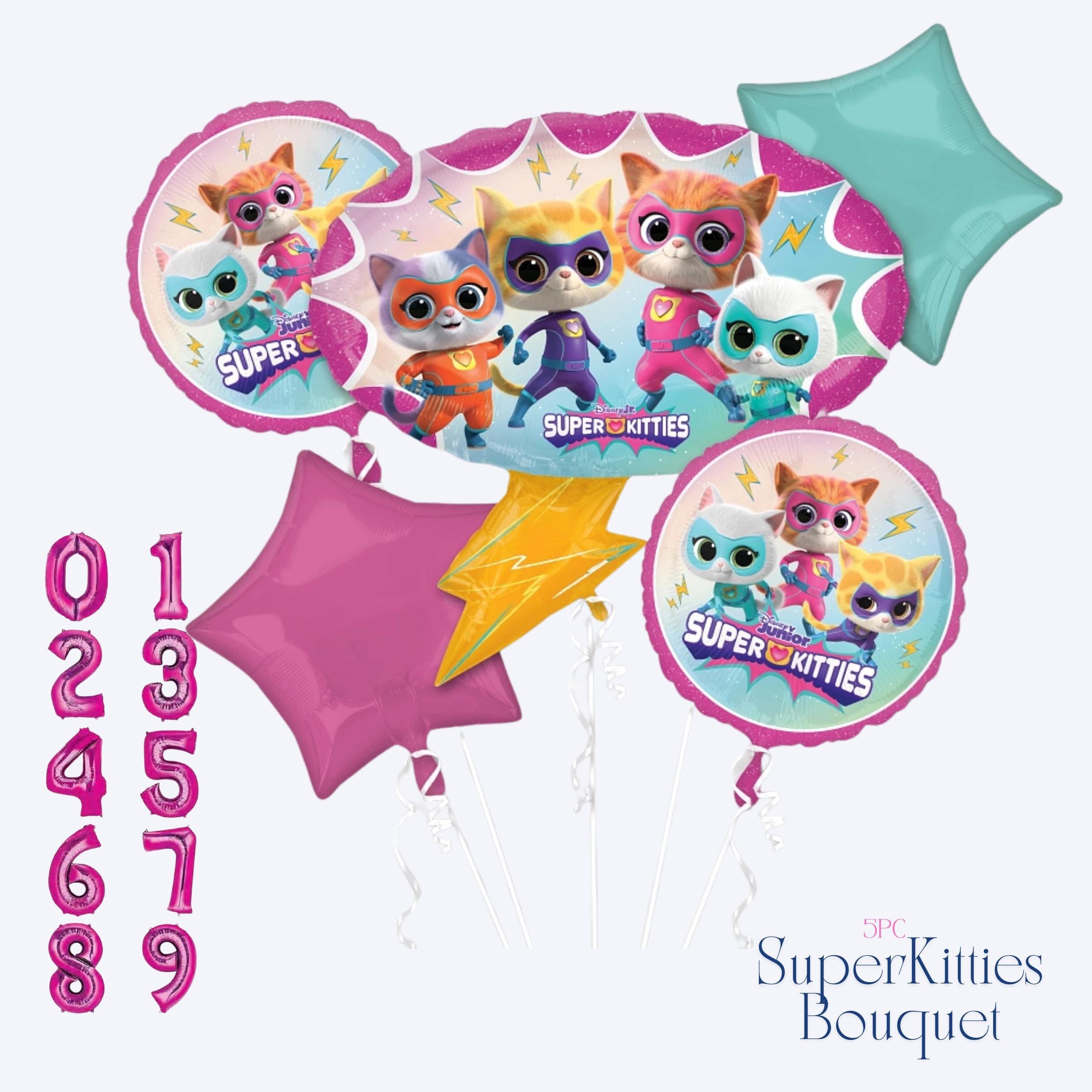 Super Kitties Balloon Bouquet: Cat Superhero Birthday Party Decor