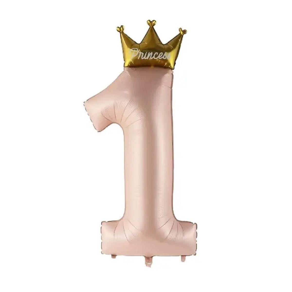 Princess Crown Number 1 Balloon: Peach First Birthday Decor