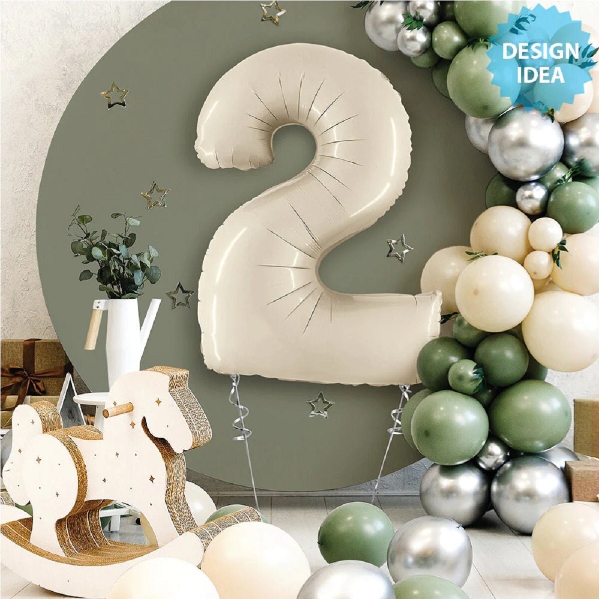 White Sand Number Balloons | Giant 34 inch Mylar Number Balloons | White Sand Birthday Balloons | Birthday Photo shoot | Birthday Balloons