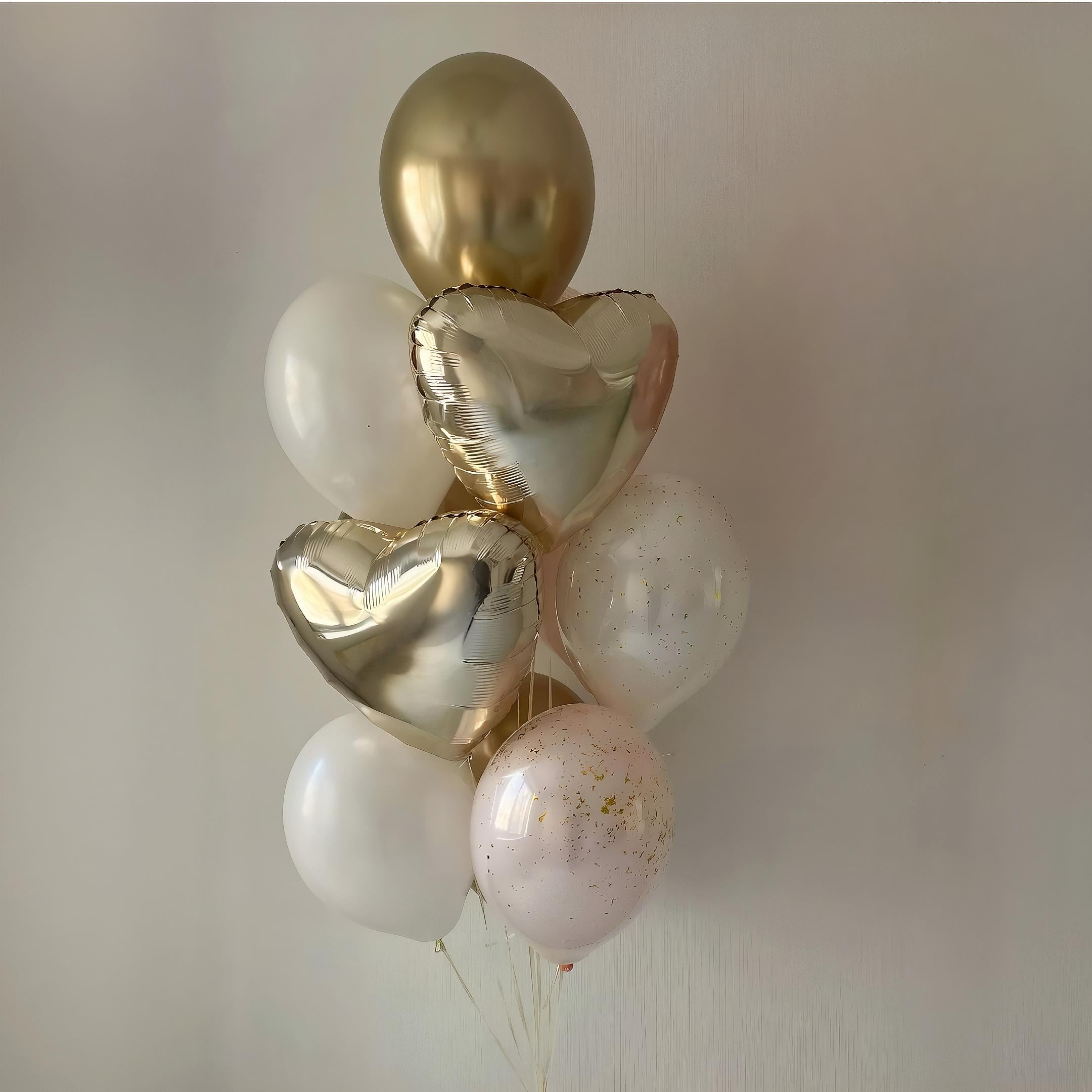 White, Gold & Blush Balloon Bouquet: Elegant Party Decor