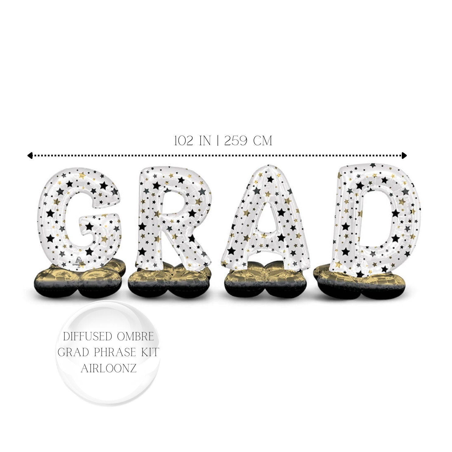 Congrats Grad Balloon Bouquet: Multi-Colored Foil Mylar, 5pc