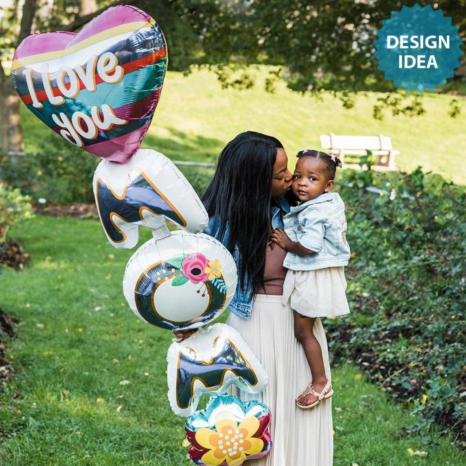 Floral Mother's Day Foil Balloons: 'Love You Mom' Party Decor