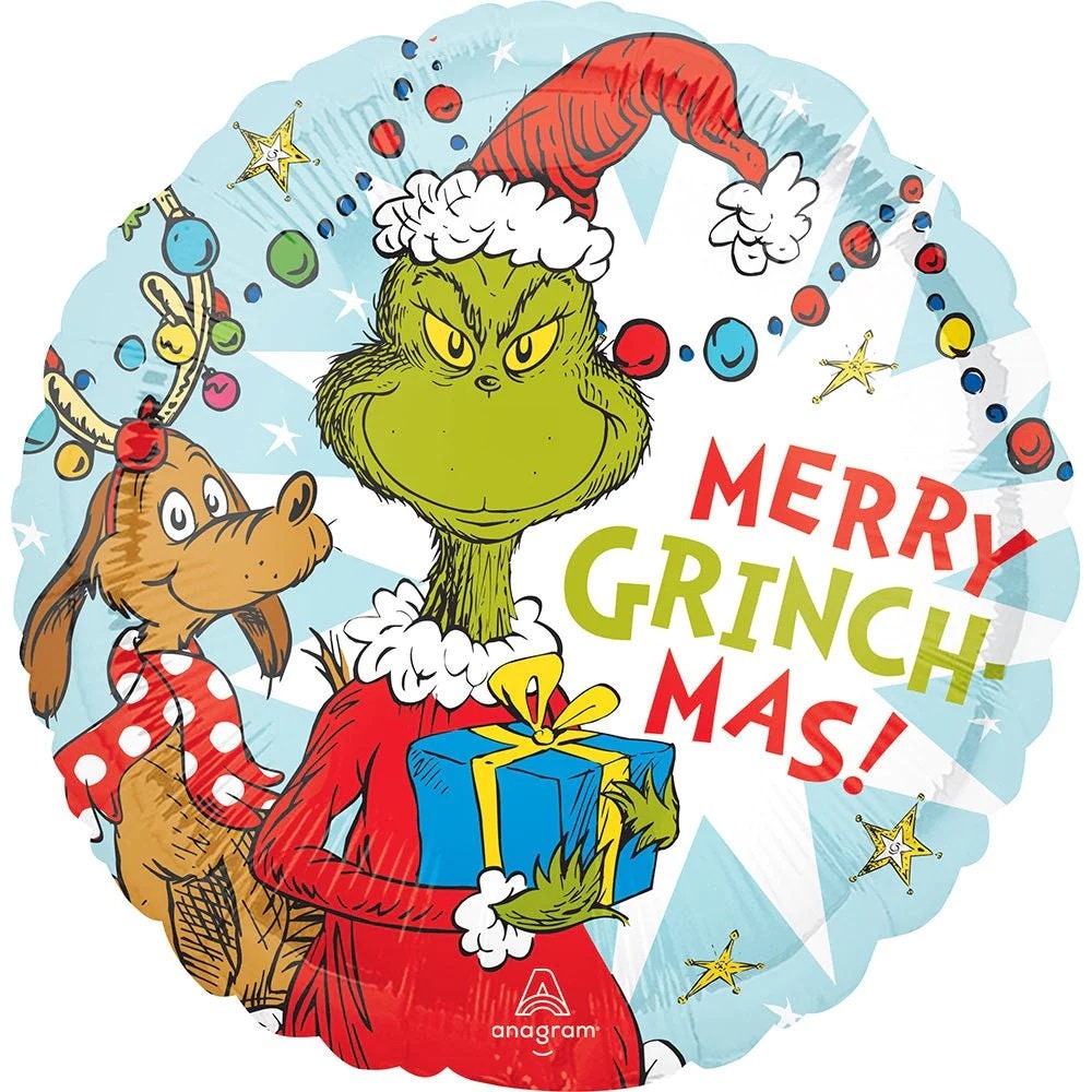 Merry Grinchmas Balloon: 18in Holiday Party Decor