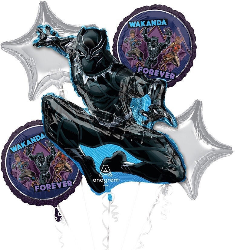 Black Panther Balloons - Anagram Licensed | Black Panther Balloon Bouquet | Black Panther Party | Black Panther birthday
