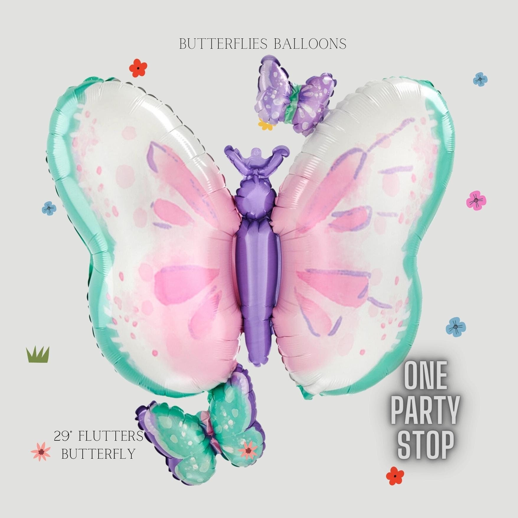 Pastel Butterfly Foil Balloon: Girls Birthday Party Decor