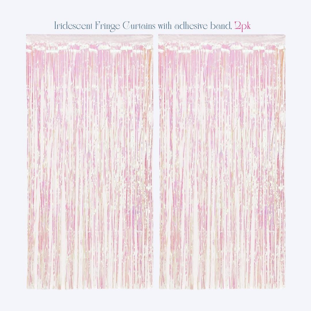 Iridescent Fringe Curtain Backdrop: Birthday, Bachelorette Party Decor (2pk)