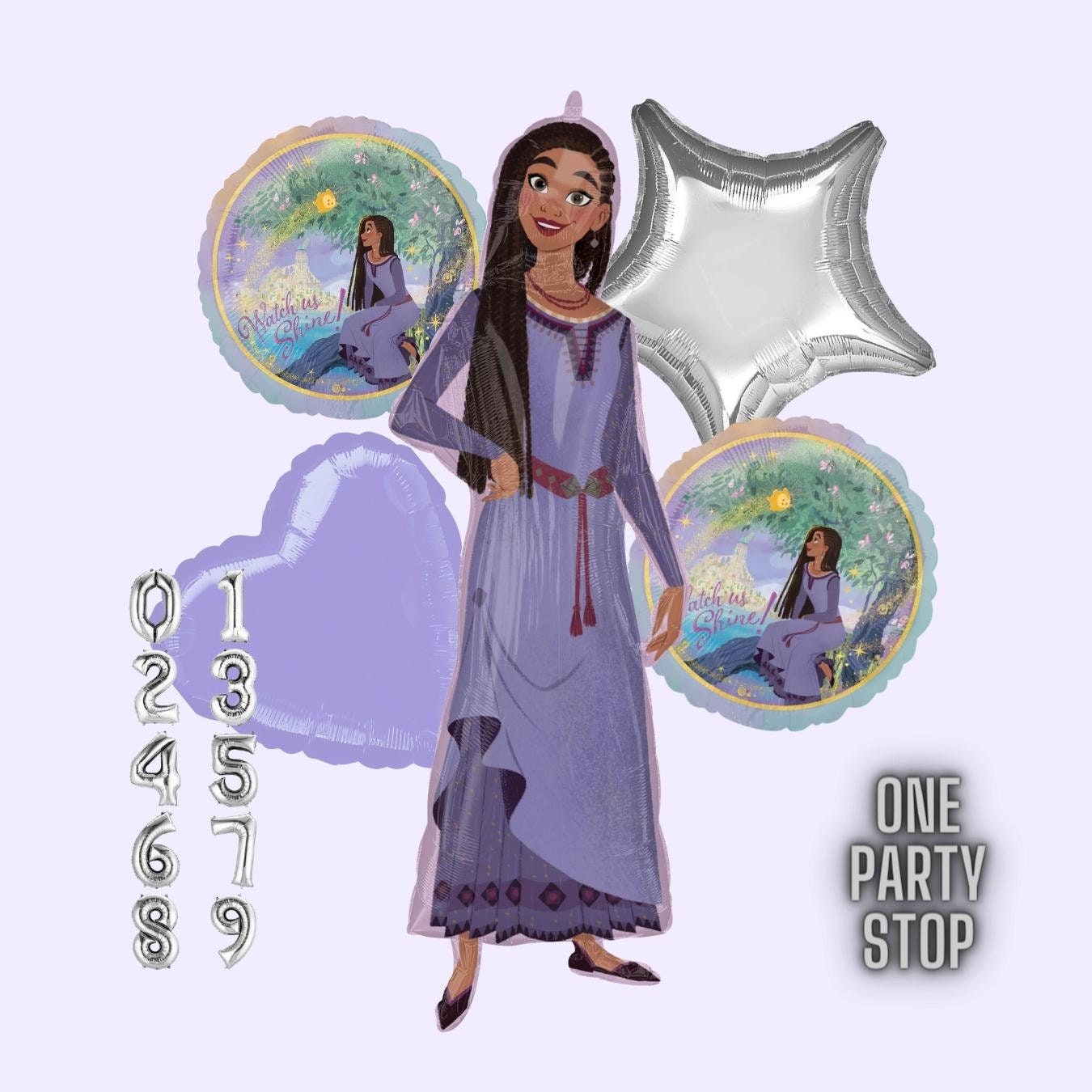 Wish Movie Asha Balloon Bouquet: Silver Star, Lilac Heart