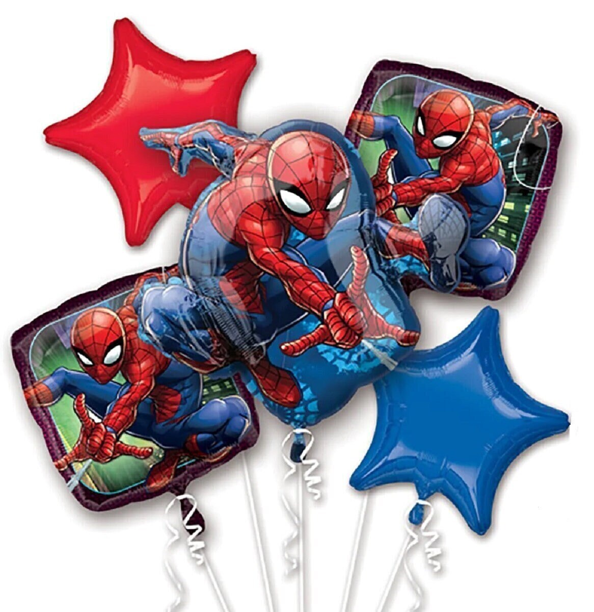 Spiderman Balloon Bouquet: 5pc Anagram Licensed Party Decor