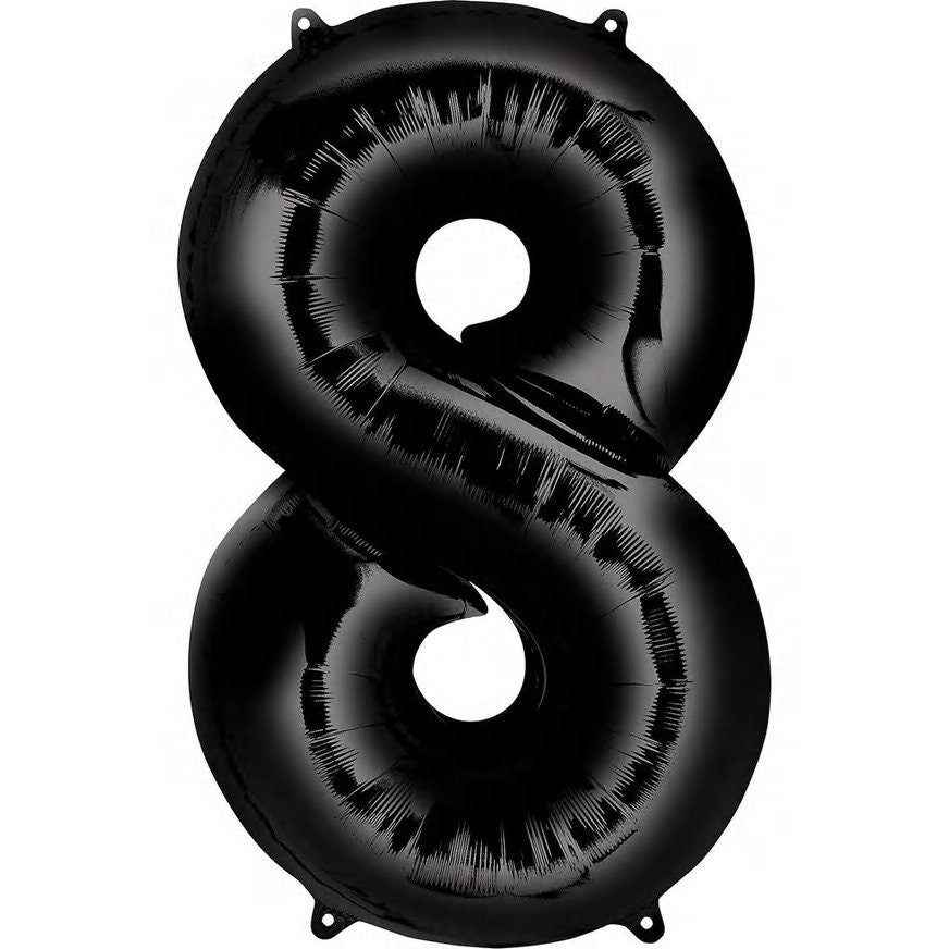 34" Black Number Foil Balloons: Birthday, Anniversary, Party Decor