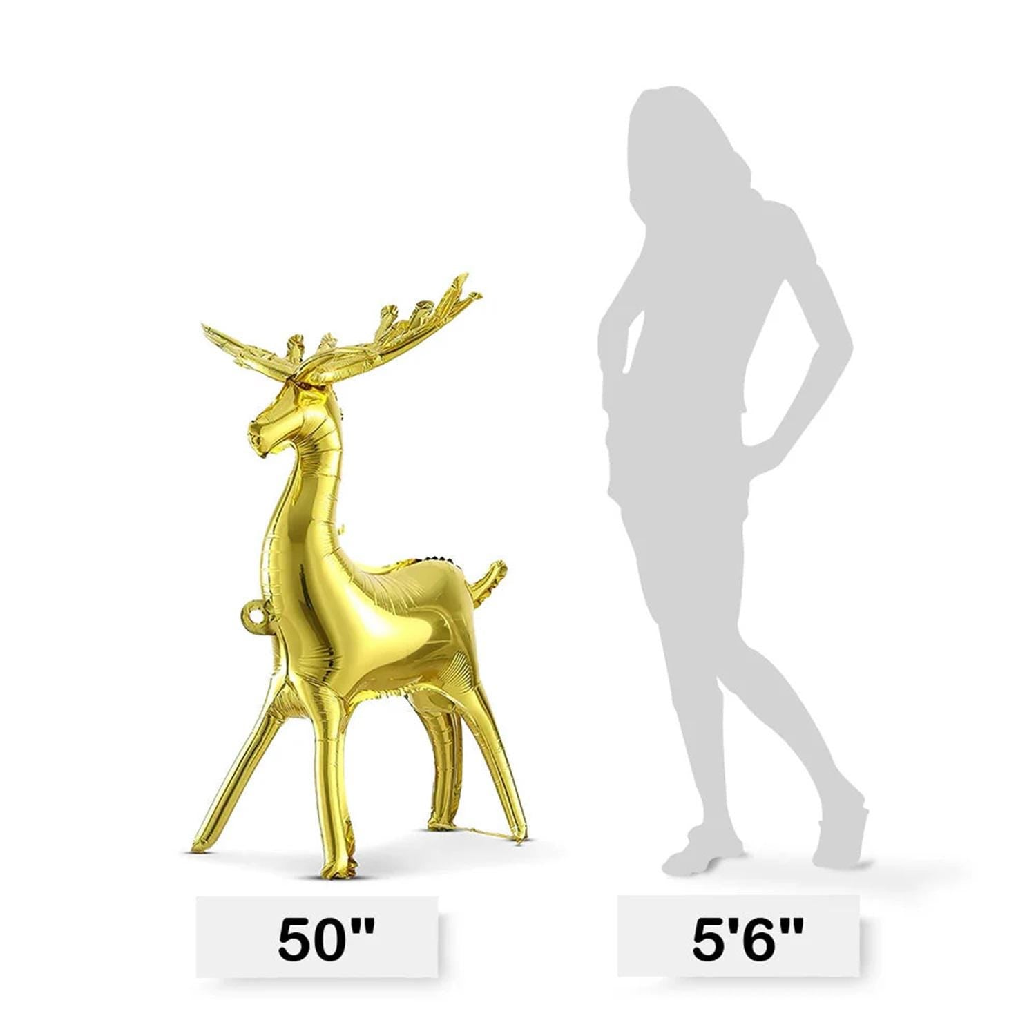 Gold 3D Reindeer Balloon: Christmas Winter Decor