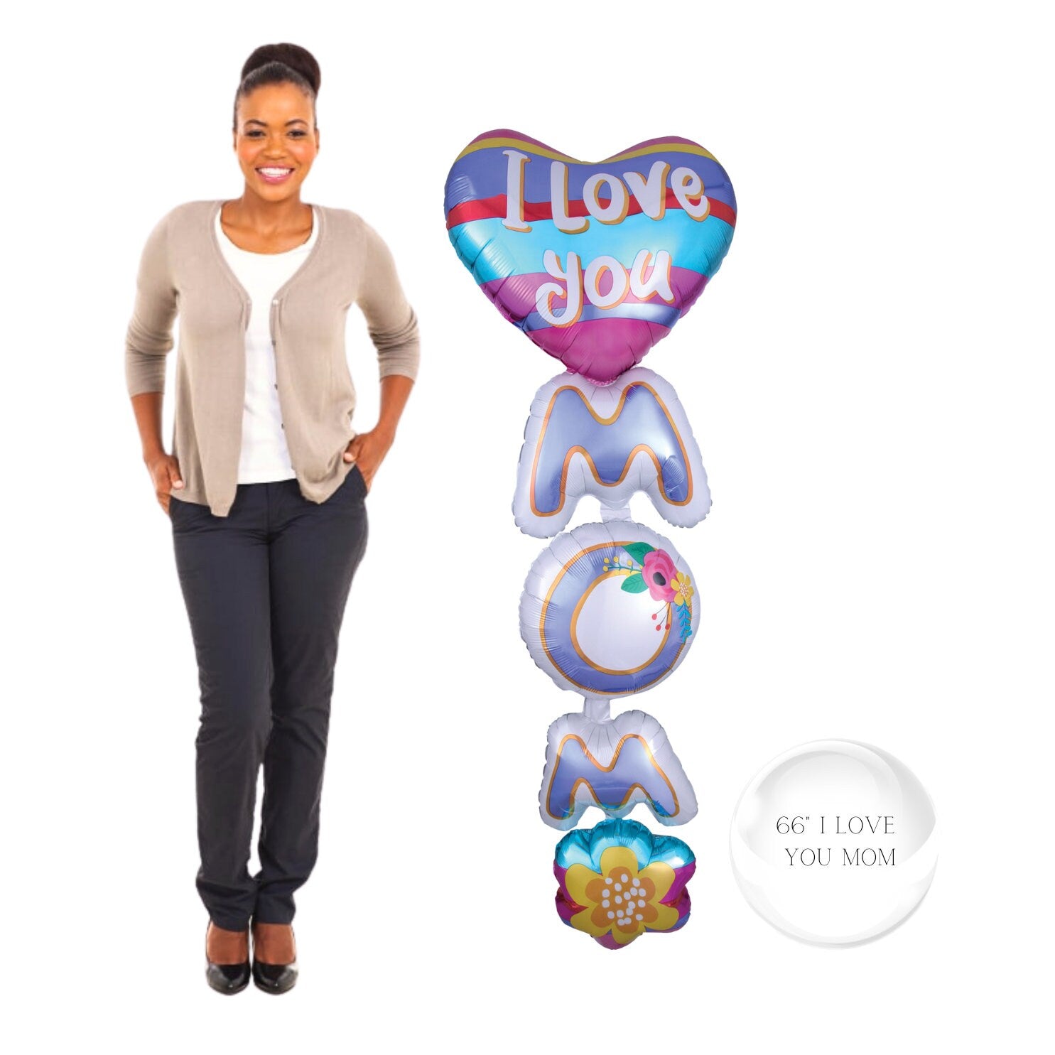 Happy Mother's Day Foil Balloons: Floral Heart Decorations