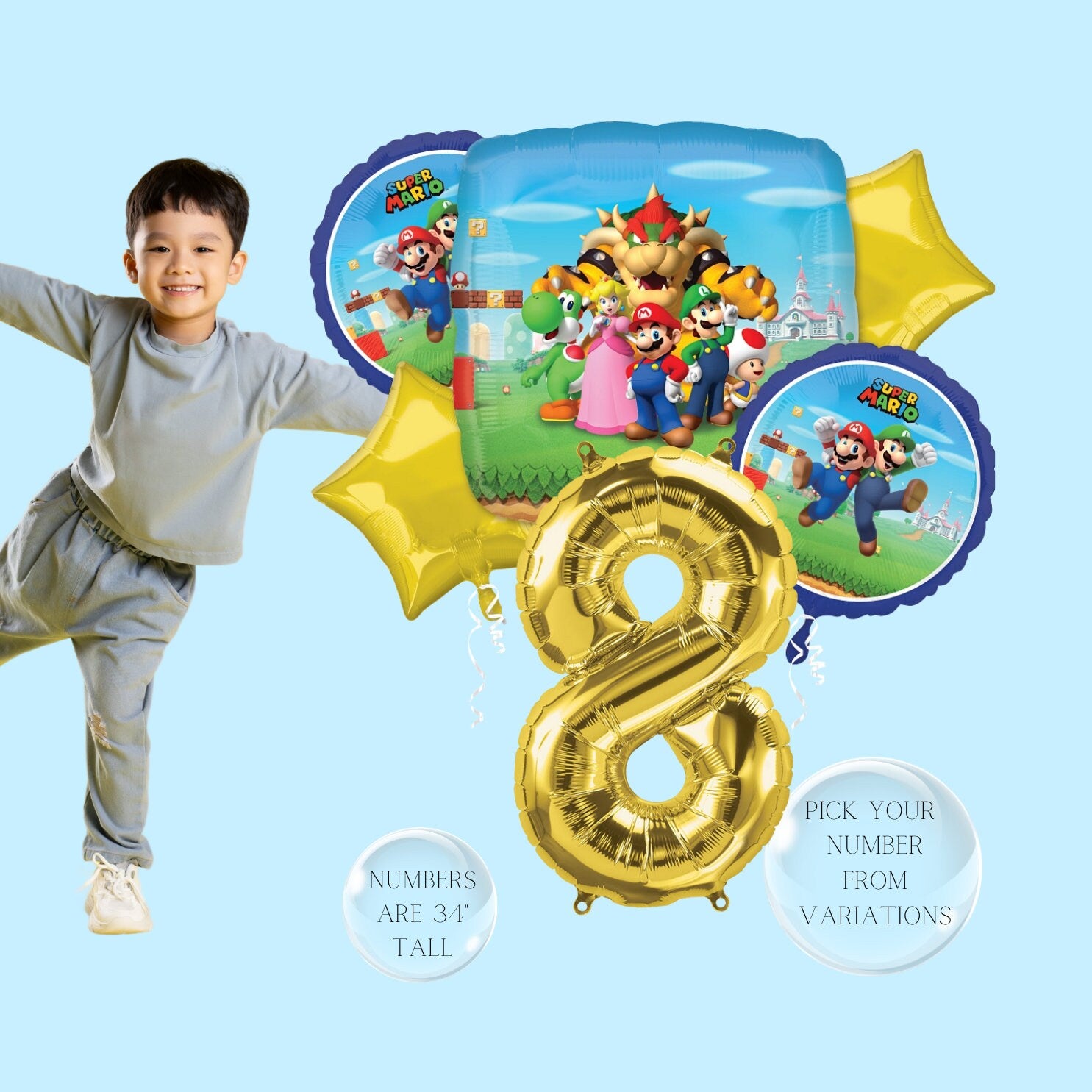 Super Mario Balloon Bouquet: Licensed Anagram Party Decoration