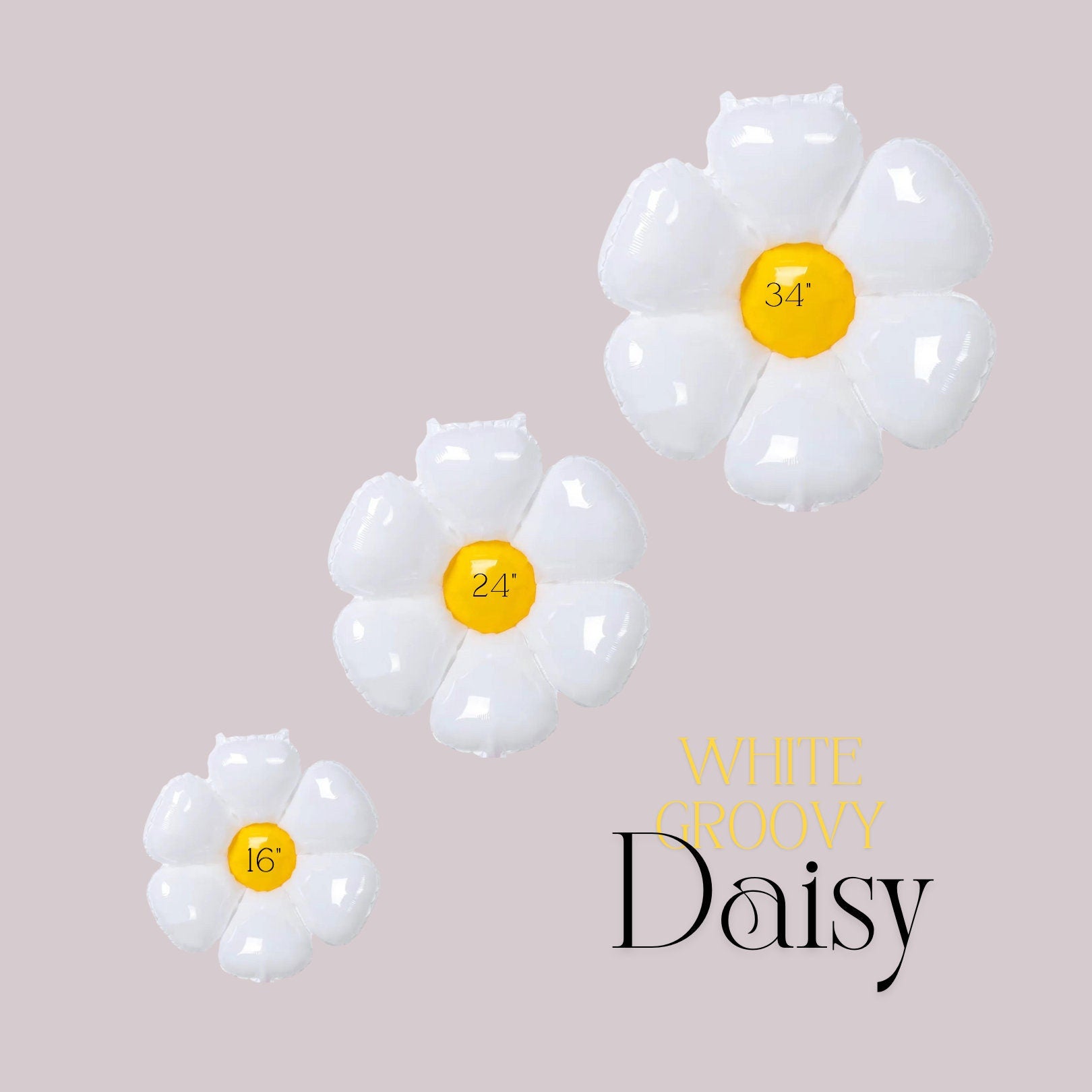 Giant White Daisy Mylar Balloon: Retro Flower Party Decor