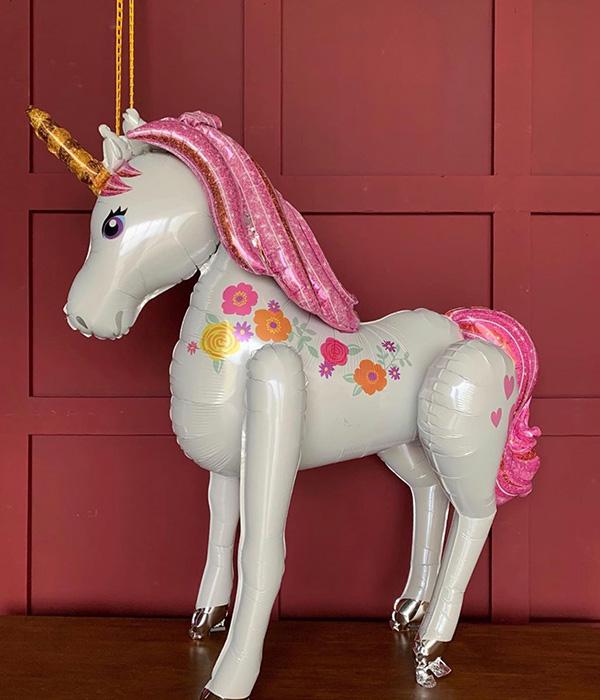 46" Magical Unicorn Airwalker Balloon: Gliding Birthday Party Decor