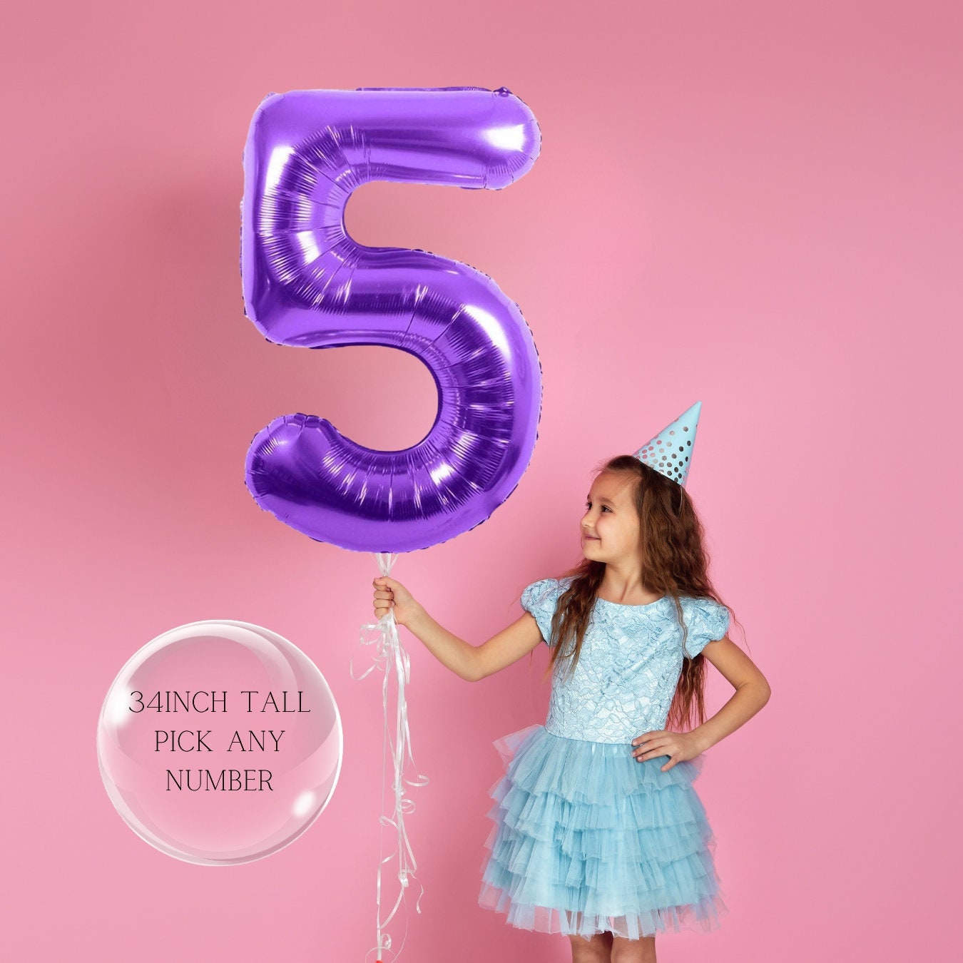 34" Purple Number Balloon: Foil Mylar Party Decoration