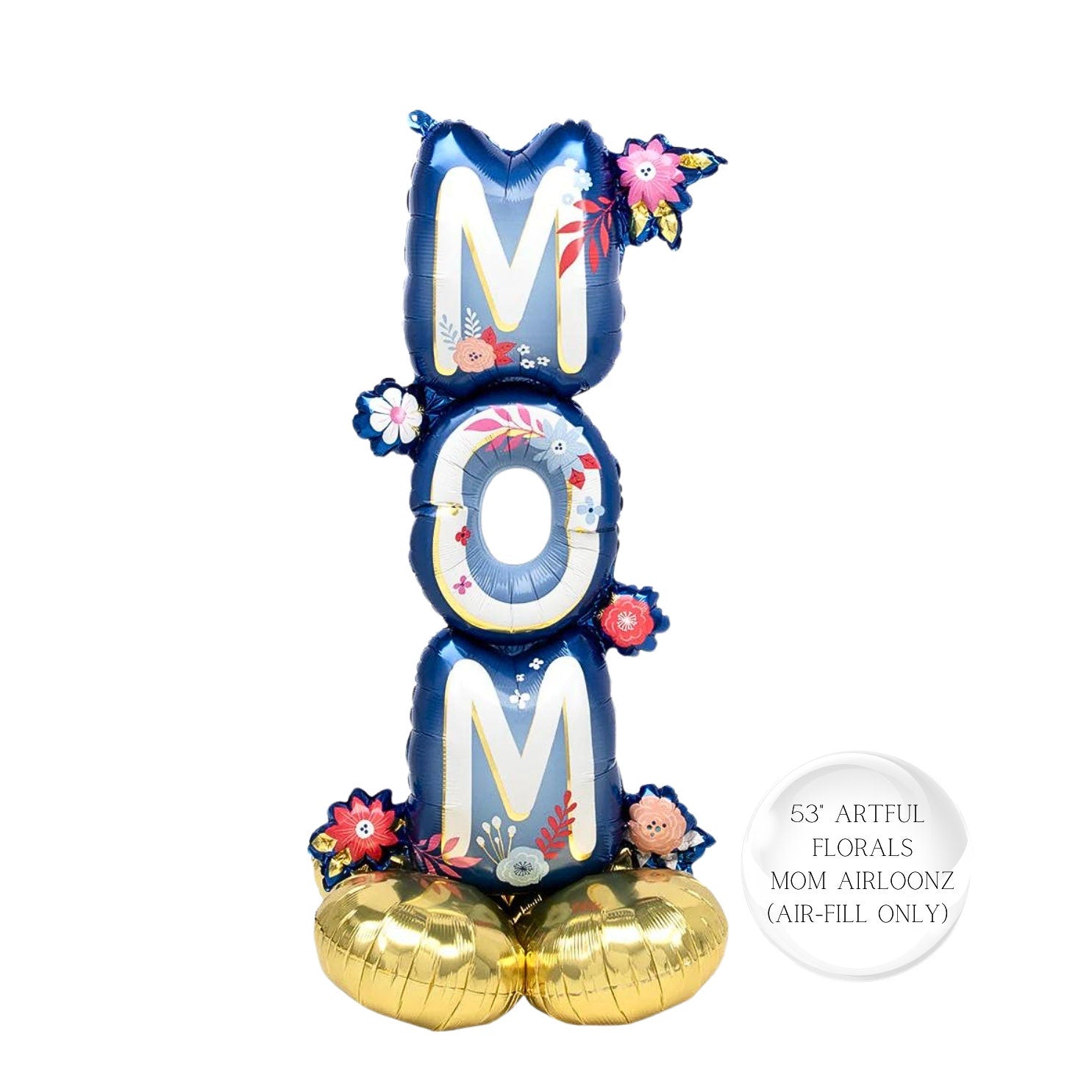 Floral Mother's Day Balloons: Love You Mom Decorations (5pc)