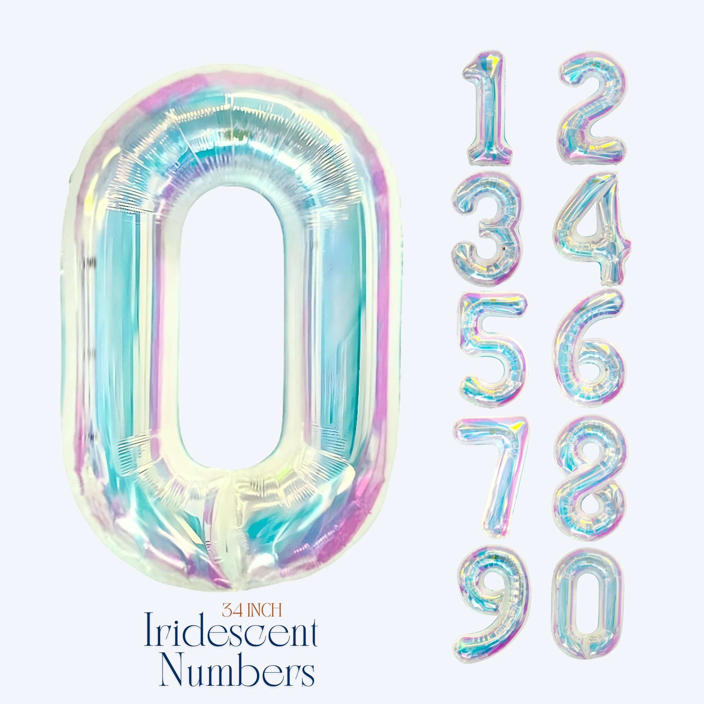 IRIDESCENT NUMBER BALLOON - 34 INCH (AIR FILL ONLY)
