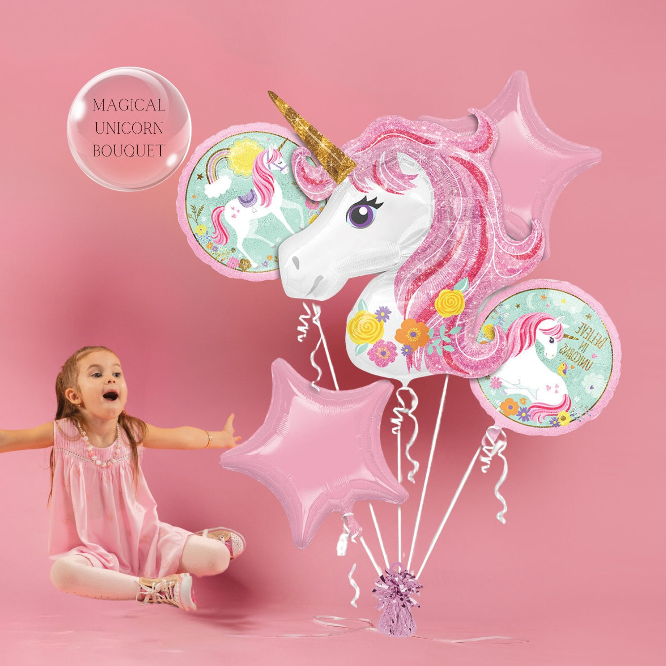 Unicorn Balloon Bouquet: Rainbow Birthday Party Decorations