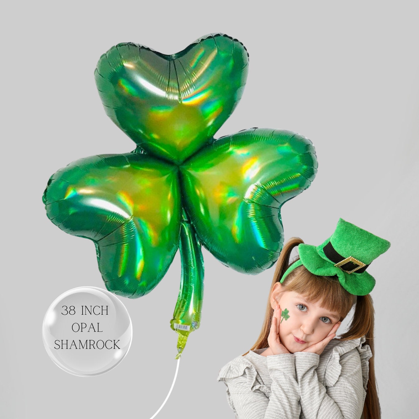 St. Patrick's Day Mylar Balloons: Leprechaun, Shamrock, Rainbow
